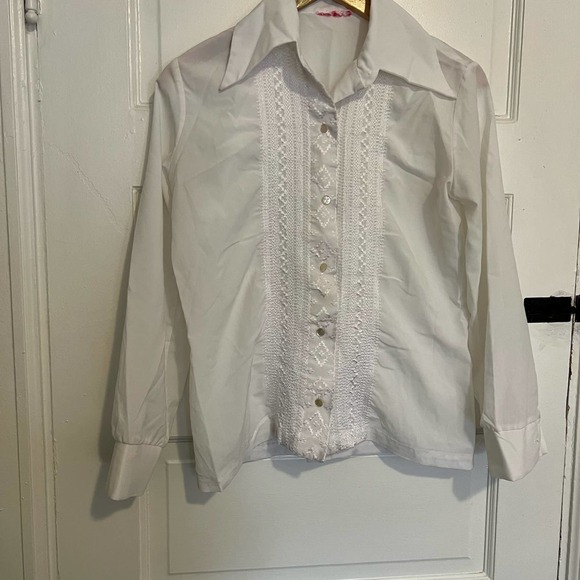 VINTAGE white fancy button down dress shirt M - Picture 12 of 12